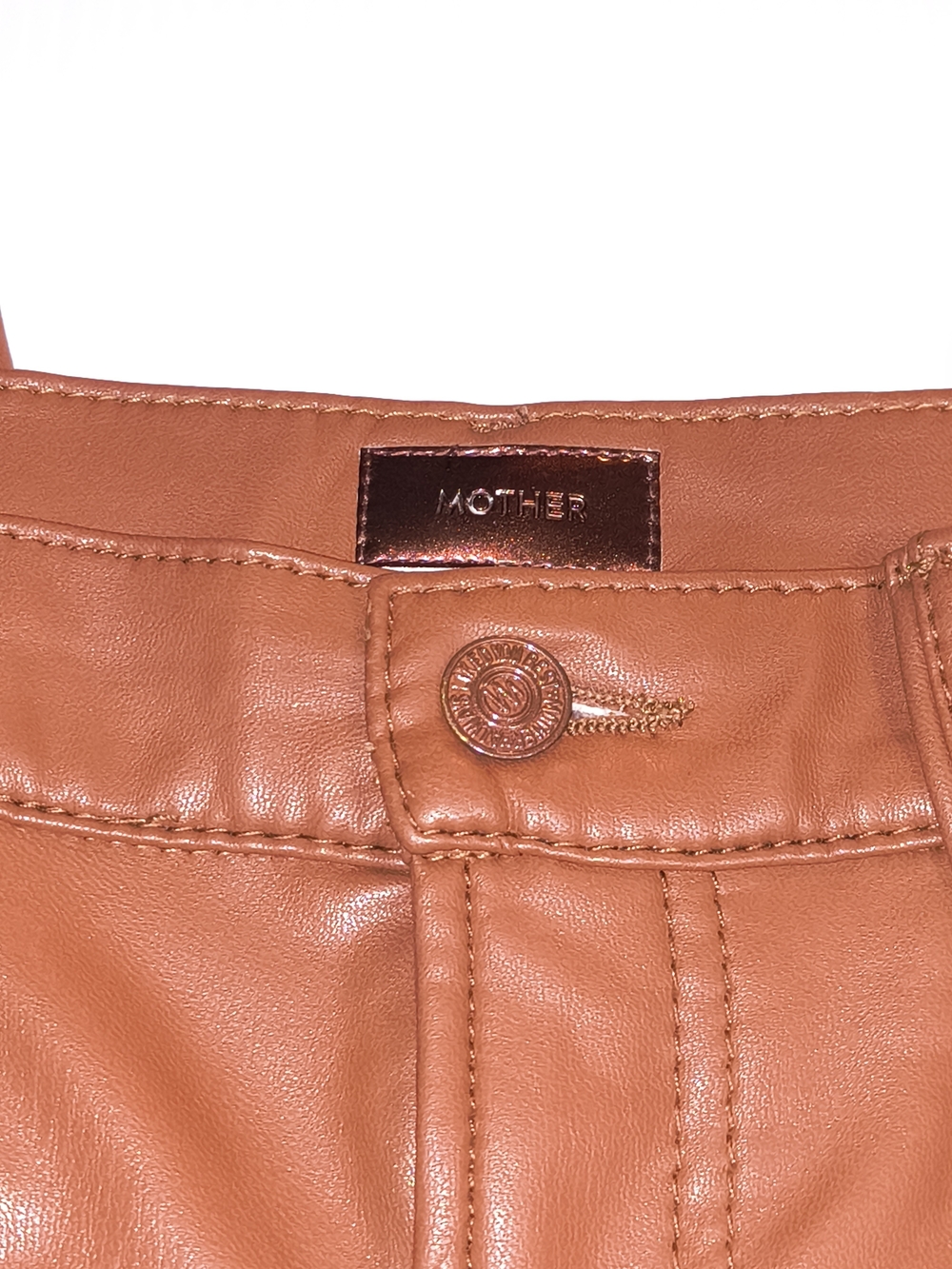 MOTHER Denim Faux  Leather Pants Brown Size 30 NWOT Super Cute Ankle Pants
